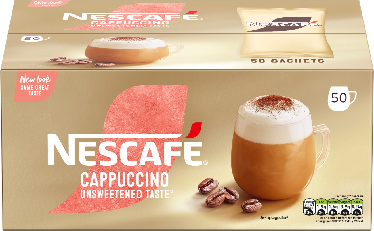Nescafé Gold Cappuccino Unsweetened Instant Coffee Sachets 14.2 G Pack Of 50