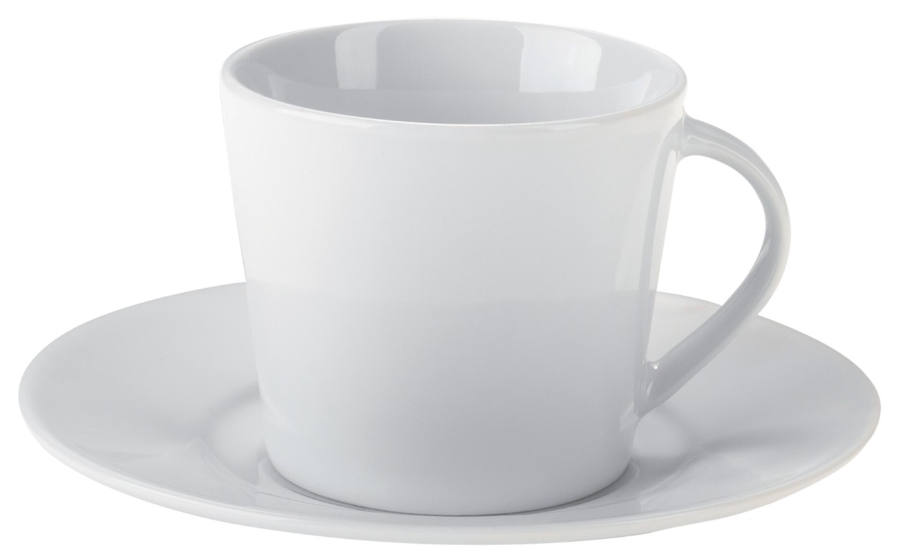 Niceday Tasse und Untertasse Set Porzellan 175 ml Weiß 6 Stück