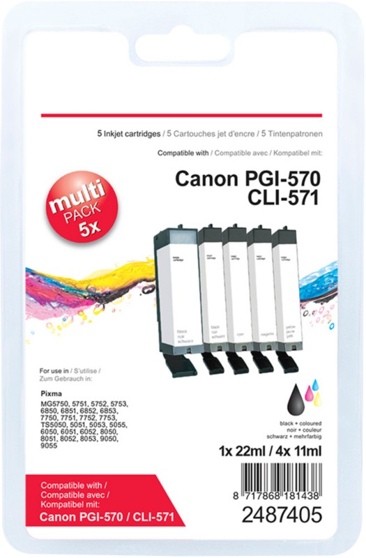 Viking PGI-570/CLI-571 Kompatibel Canon Tintenpatrone Schwarz, Cyan, Magenta, Gelb Multipack 5 Stück