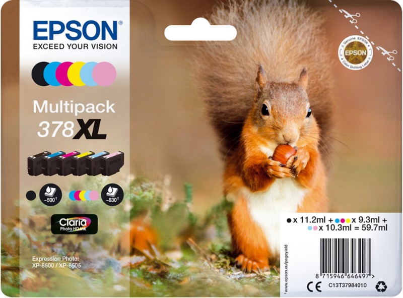 Epson 378XL Squirrel Claria Photo HD Ink Cartridge High Yield CMYKLt - Image 17