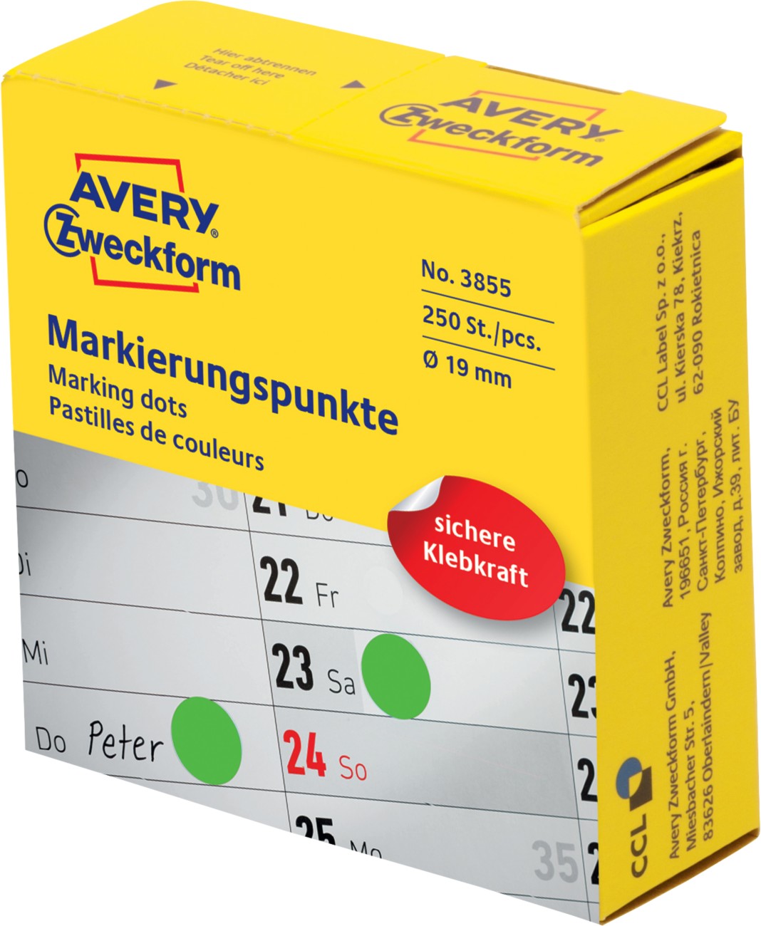 AVERY Zweckform Markierungspunkte Spezial 3855 Grün 250 Etiketten