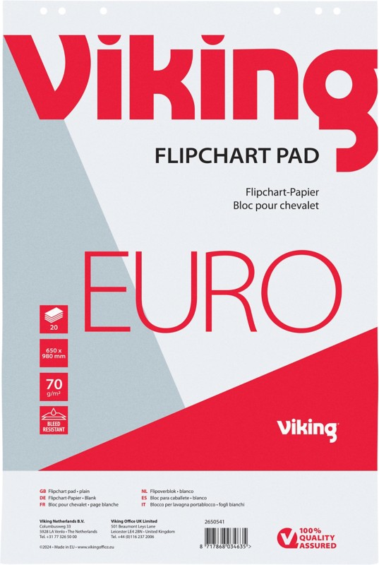 Viking Flipchart-Papier Blanko Euro 20 Seiten 5 Stück à 20 Blatt