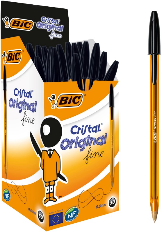 BIC Cristal Original Fine Kugelschreiber Schwarz Fein 0.3 mm 50 Stück