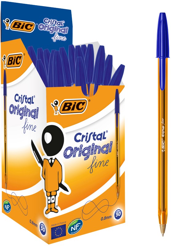 BIC Cristal Original Fine Kugelschreiber Blau Fein 0.3 mm 50 Stück