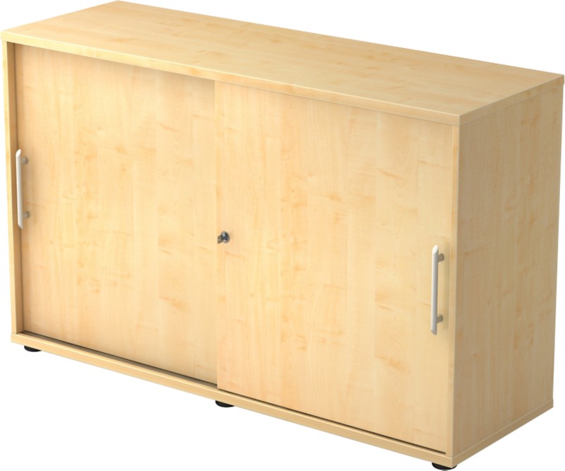 Thumbnail - Hammerbacher Schiebetürenschrank Spanplatte 1 Fachboden abschließbar 1.200 x 400 x 748 mm Ahorn Braun