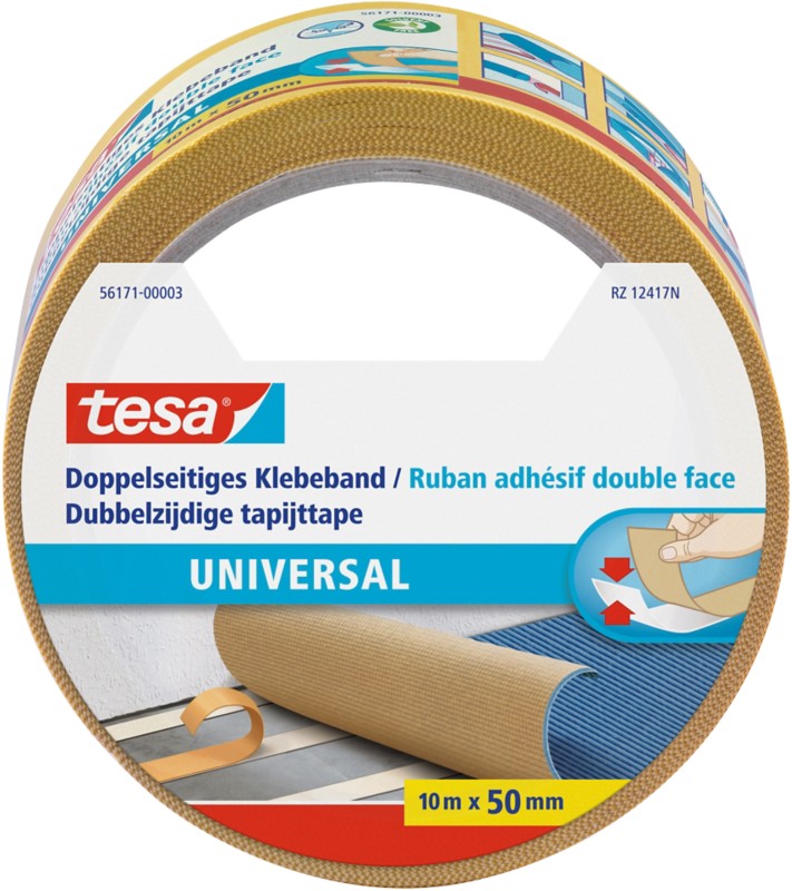 tesa Doppelseitiges Klebeband Universal Weiß 50 mm (B) x 10 m (L) Kunststoff 56171