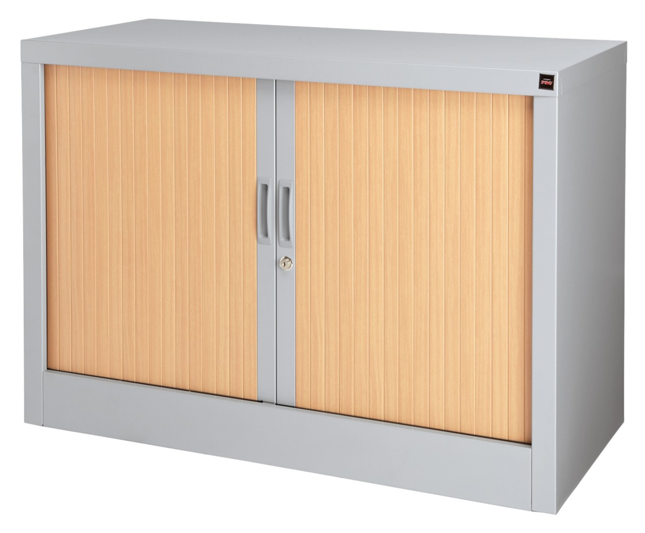 Viking Realspace Tambour Cupboard Steel 1 Shelf Lockable 1,000 X 450 X 700 Mm Brown, Silver