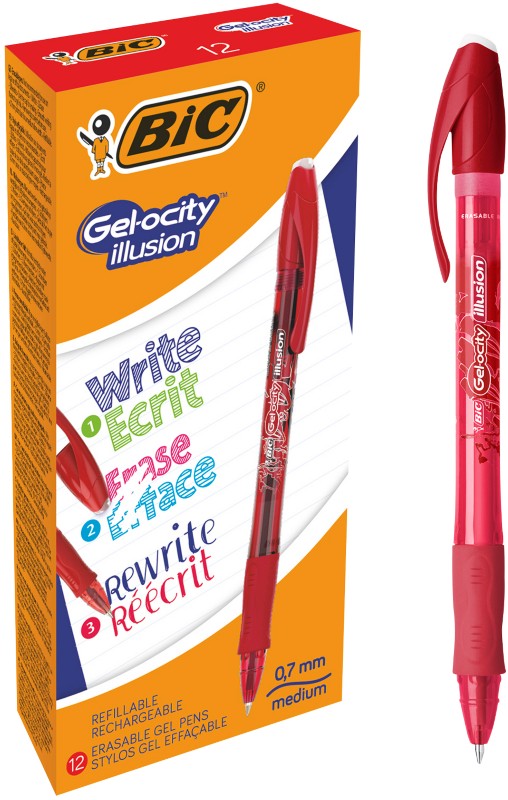 BIC Gel-ocity Illusion Gel-Tintenroller 0.4 mm Rot 12 Stück