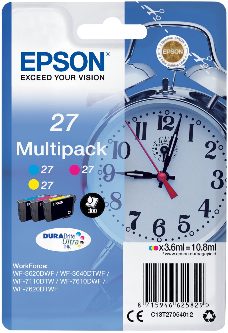Genuine Epson 27 Cyan/Magenta/Yellow Multipack C13T27054012 - Image 12