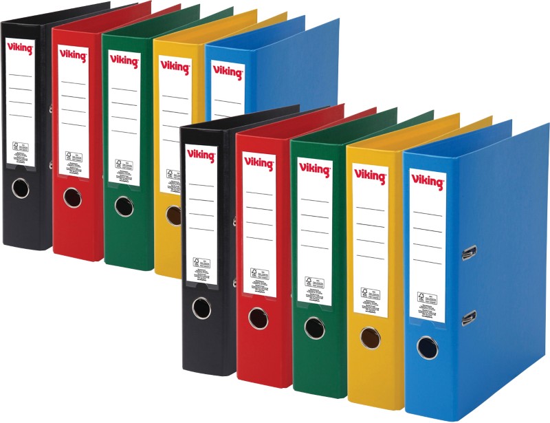 Viking Breit Ordner DIN A4 75 mm Farbig Sortiert 2 Ringe Karton, PP (Polypropylen), PE (Polyethylen) Matt Hochformat 10 ...