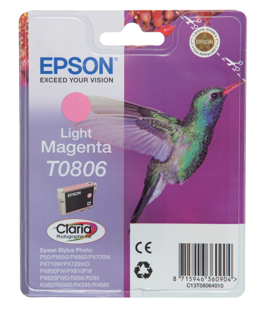 Epson T0806 Original Tintenpatrone C13T080640 Hell Magenta