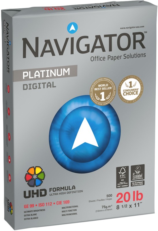 Navigator Platinum Digital Druckerpapier 75 g/m² Glatt Weiß 5 Pack à 500 Blatt