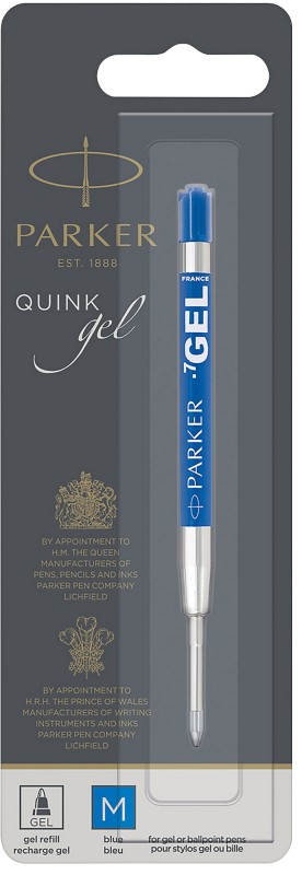 Parker Quink Gel Ball Pen Refill Medium Blue Blister PK1