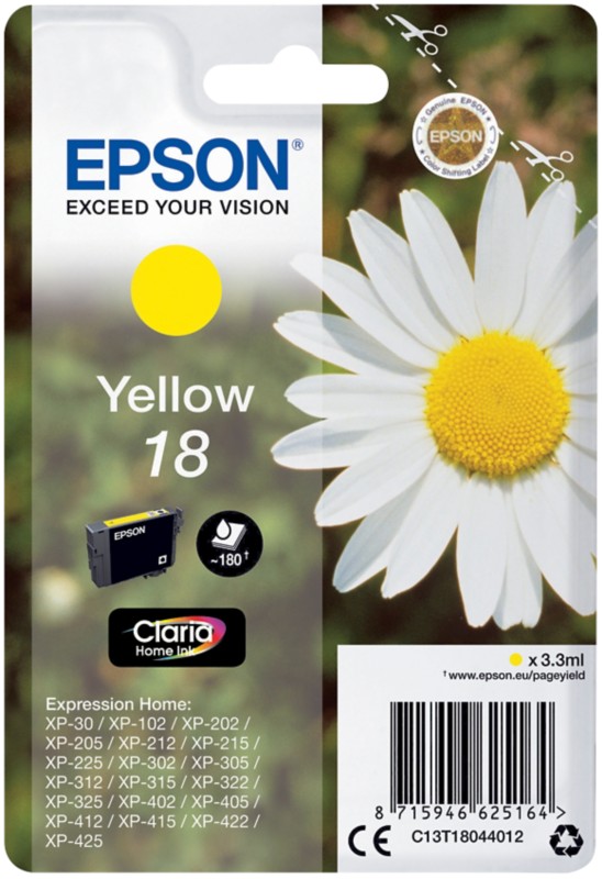 Epson 18 Original Tintenpatrone C13T18044012 Gelb