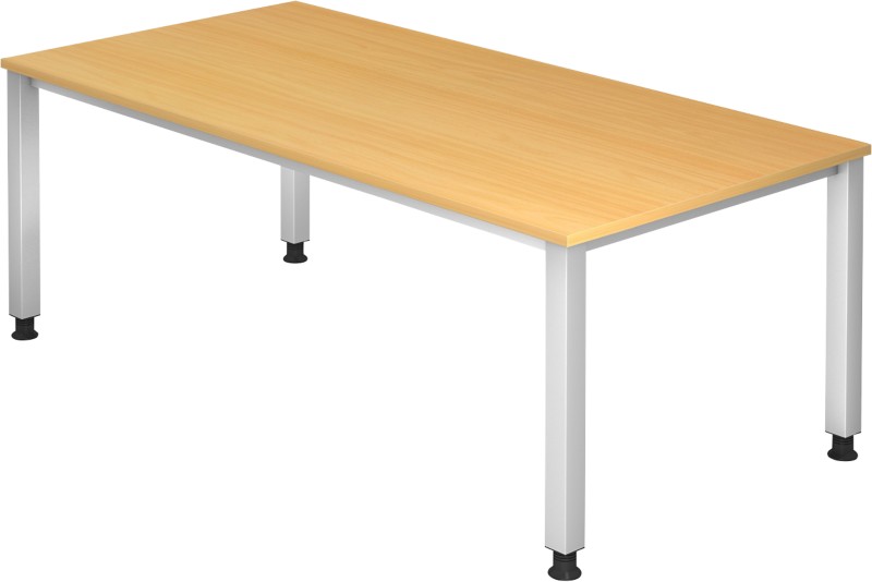 Thumbnail - Hammerbacher Q Series VQS Höhenverstellbar Schreibtisch Rechteckig Buche 4 Metallfüße 2.000 (B) x 1.000 (T) x 810 (H) mm...