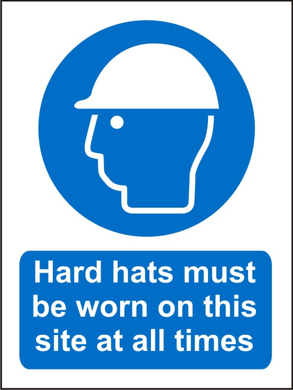 Mandatory Sign Hard Hats Self Adhesive Vinyl 20 x 15 cm