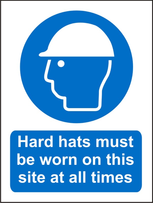 Mandatory Sign Hard Hats Plastic Blue, White 20 x 15 cm