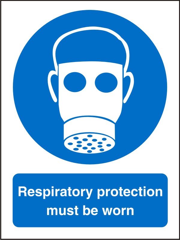 Mandatory Sign Respirator vinyl Blue, White 30 x 20 cm