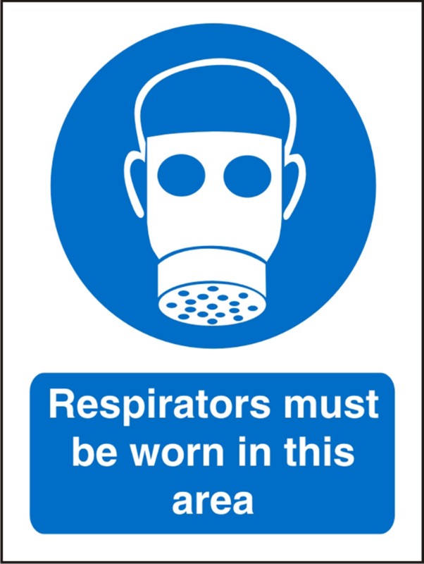 Mandatory Sign Respirators vinyl 20 x 15 cm