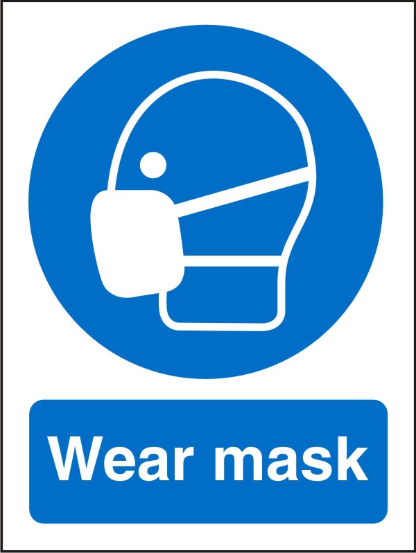 Mandatory Sign Mask Adhesive Plastic 20 x 15 cm