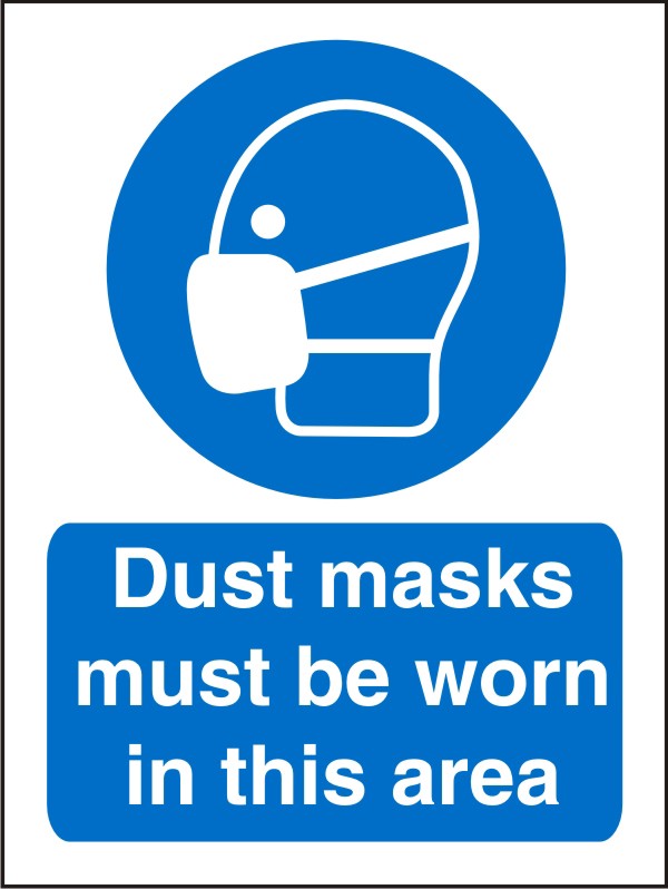 Mandatory Sign Dust Mask Must Be Worn In This Area Plastic 20 x 15 cm