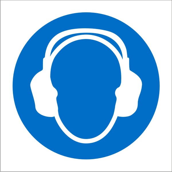 Mandatory Sign Ear Protection Adhesive Plastic 15 x 15 cm