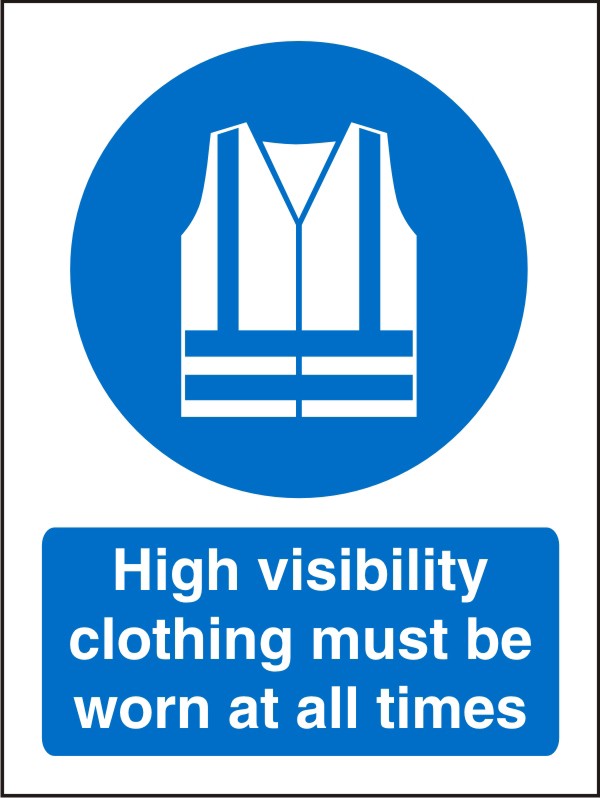 Mandatory Sign High Vis Clothing Must Be Worn Self Adhesive Plastic Blue, White 30 x 20 cm