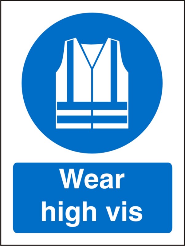 Mandatory Sign Wear High Vis Plastic Blue, White 30 x 20 cm