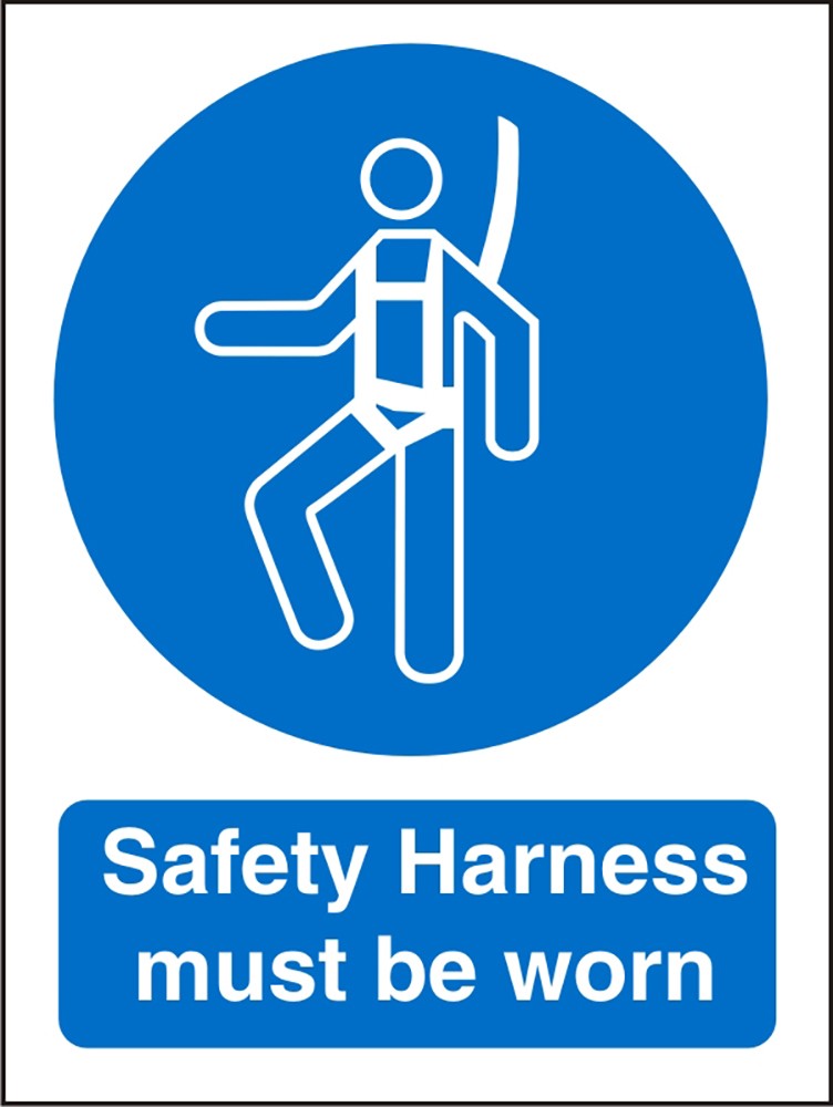 Mandatory Sign Harness Must Be Worn Adhesive Vinyl 30 x 20 cm