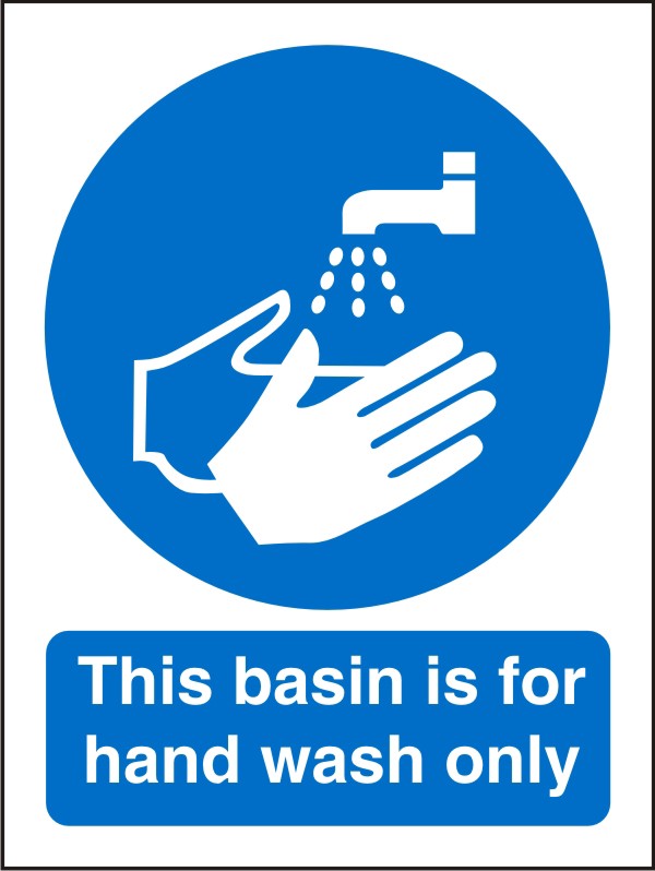 Mandatory Sign This Basin is for Hands Only Plastic Blue, White 30 x 20 cm