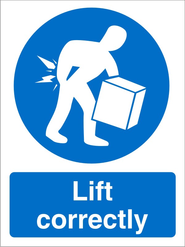 Mandatory Sign Lift Correctly Plastic Blue, White 30 x 20 cm