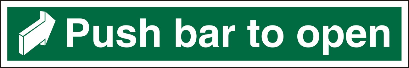 Safety Sign Push Bar To Open with Right Arrow Adhesive Plastic 7.5 x 45 cm