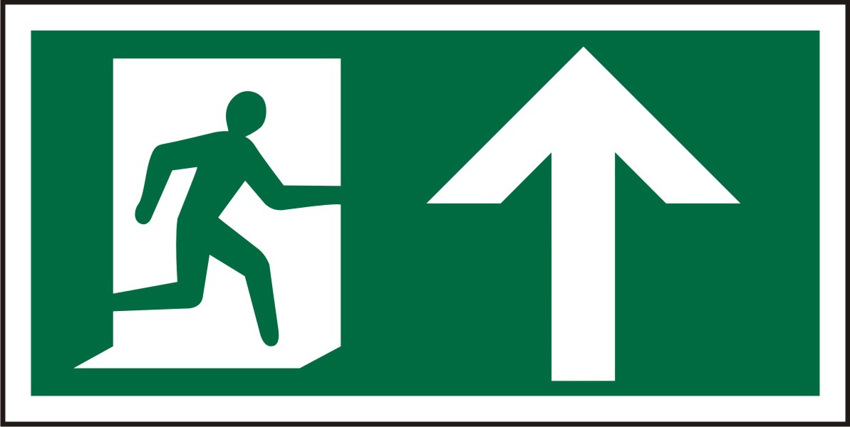 Fire Exit Sign Up Arrow Adhesive Plastic 15 x 30 cm
