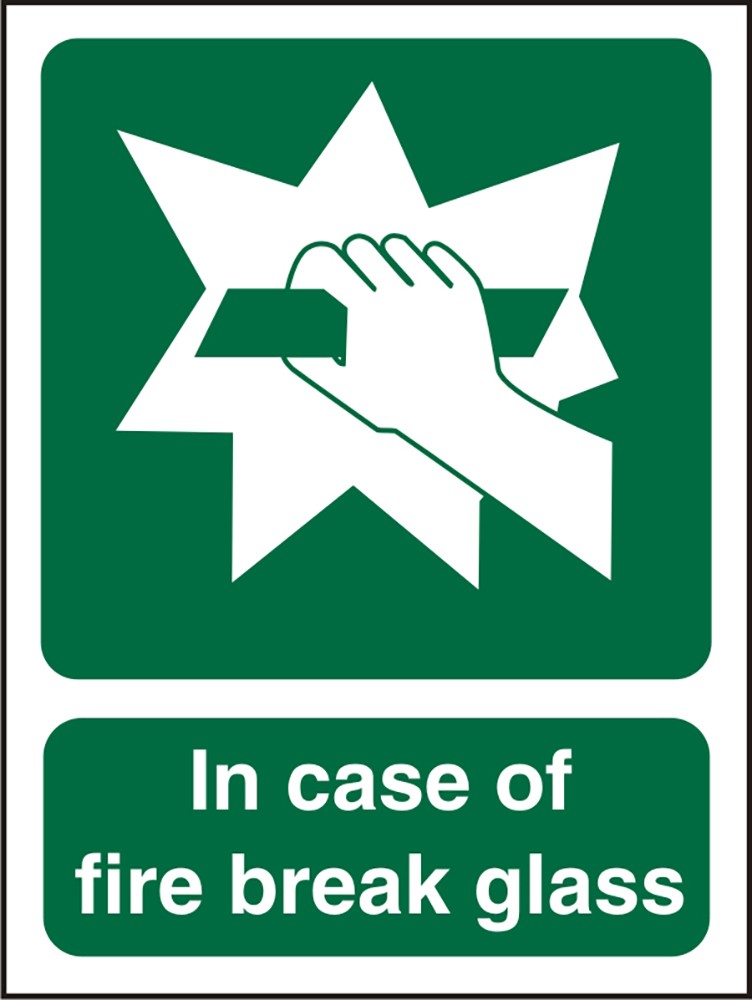 Safety Sign Break Glass Adhesive Vinyl 20 x 30 cm