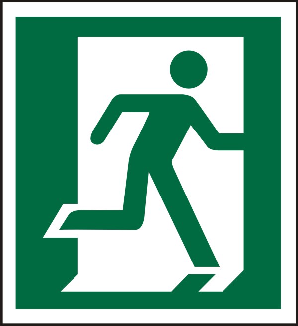 Fire Exit Sign Right Arrow Adhesive Plastic 10 x 10 cm
