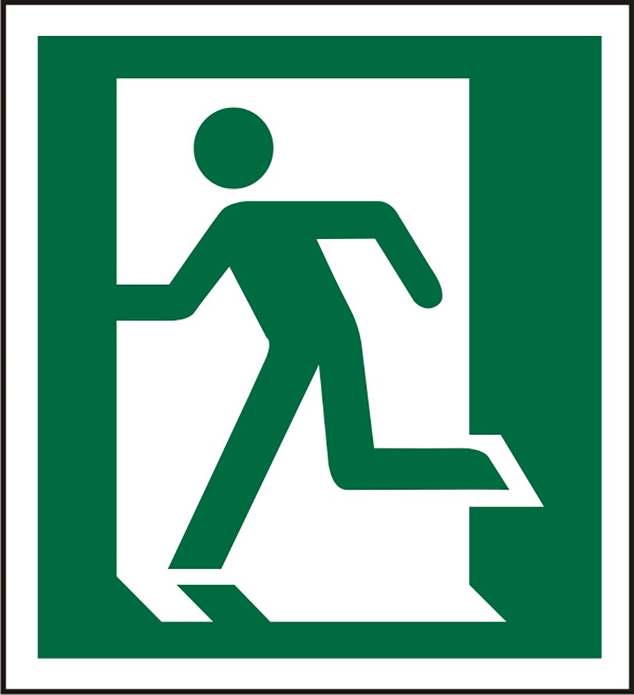 Fire Exit Sign Right Arrow Adhesive Plastic 15 x 15 cm