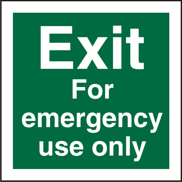 Fire Exit Sign Exit For Emergency Use Only Adhesive Plastic 10 x 10 cm