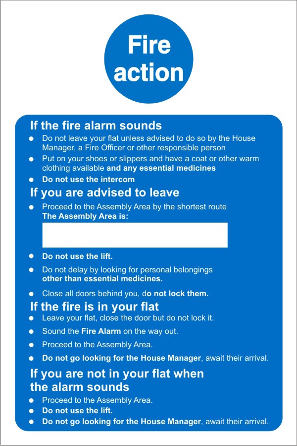 Fire Information Sign Fire Action Adhesive Plastic 30 x 20 cm