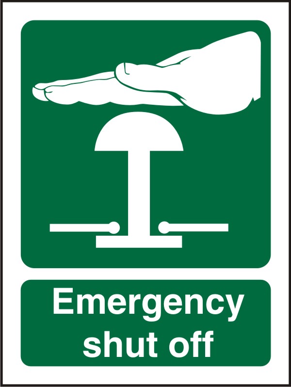 Mandatory Sign Shut Off Adhesive Vinyl 20 x 15 cm