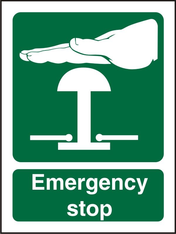 Fire Information Sign Emergency Stop Adhesive Vinyl 20 x 15 cm
