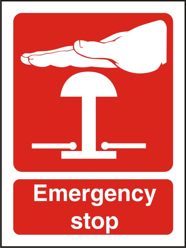 Fire Information Sign Emergency Stop Adhesive Plastic 20 x 15 cm