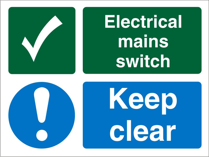 Fire Information Sign Mains Switch Adhesive Vinyl 7.5 x 10 cm