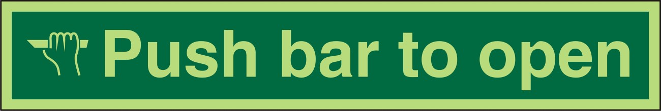 Safety Sign Push Bar To Open Adhesive Plastic 7.5 x 45 cm