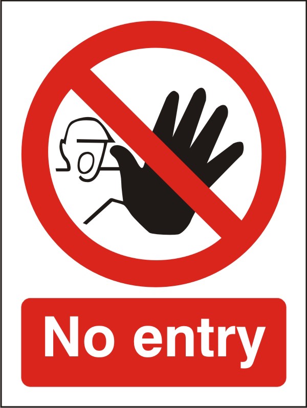 Warning Sign No Entry Adhesive Plastic 20 x 15 cm