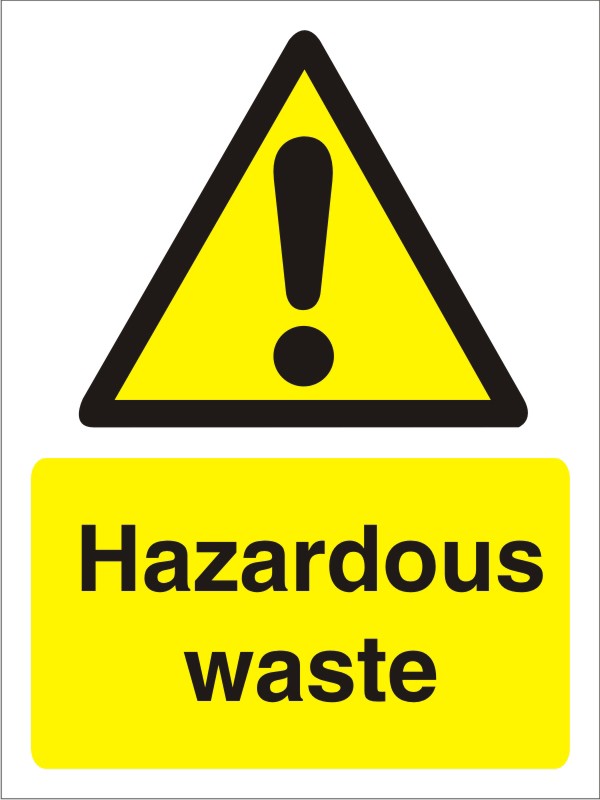 Warning Sign Hazardous Waste Adhesive Plastic 20 x 15 cm