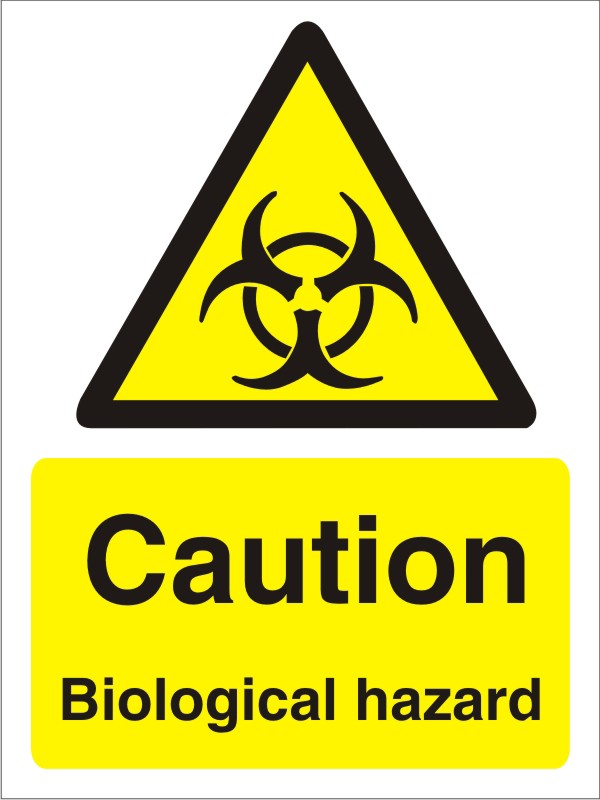 Warning Sign Biological Adhesive Vinyl 30 x 20 cm