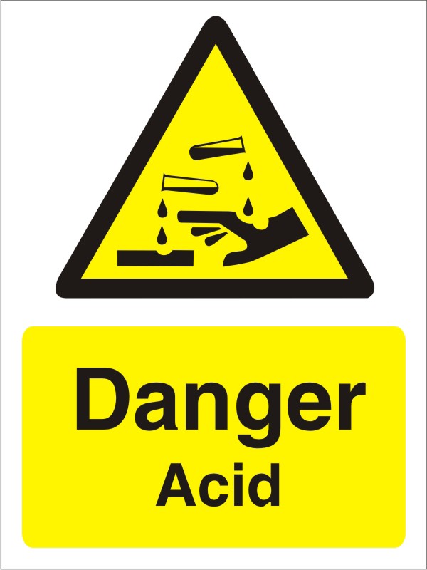 Warning Sign Acid Adhesive Plastic 30 x 20 cm