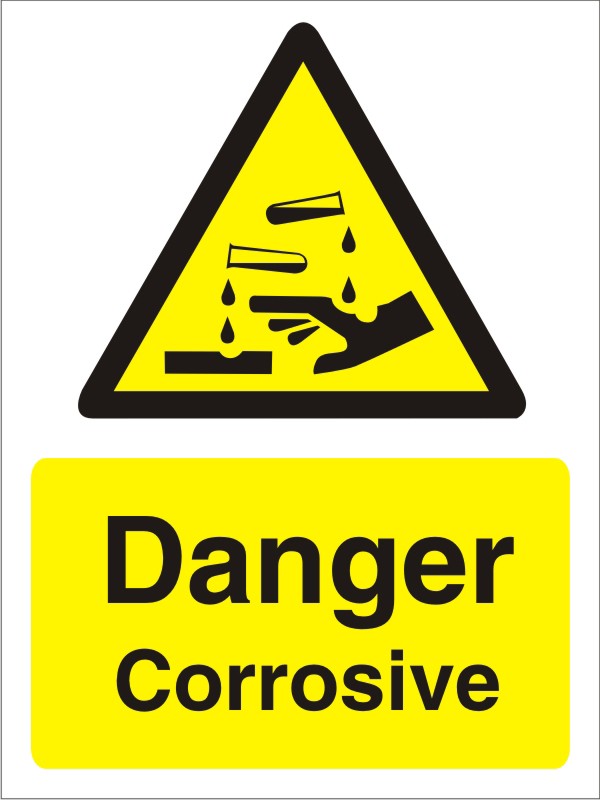 Warning Sign Corrosive Adhesive Vinyl 40 x 30 cm