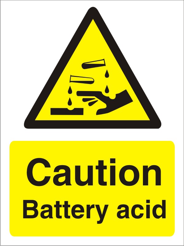 Warning Sign Battery Acid Adhesive Plastic 20 x 15 cm