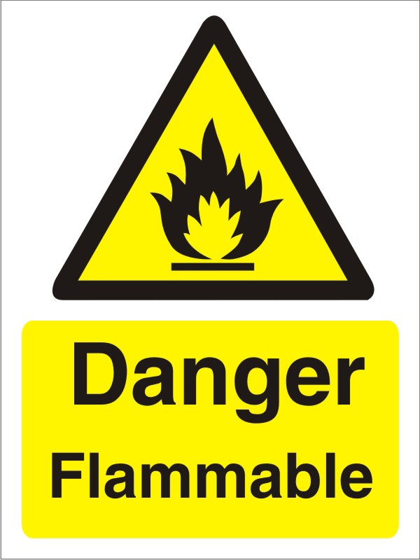 Warning Sign Flammable Adhesive Plastic 30 x 20 cm